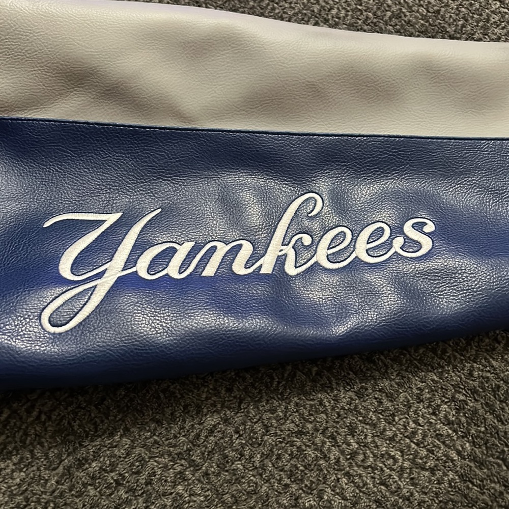 MLB New York Yankees Leather Varsity Jacket Men’s Black Blue Bomber NY Logo - Picture 7 of 16
